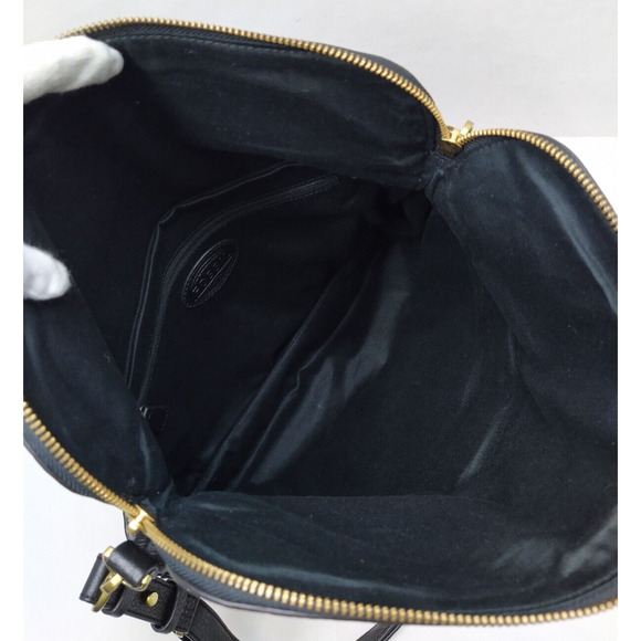 Fossil Black Pebbled Expandable Zipper Double Handles Satchel Shoulder Bag - Picture 11 of 16